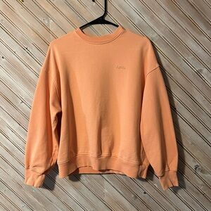 Levi's Women's Peach Pastel Orange Oversized Crewneck Sweater Embroidered